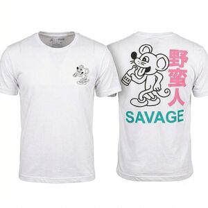 A.Lab Shirt Men's Medium M White Savage Mouse Graphic Tee Skate Streetwear